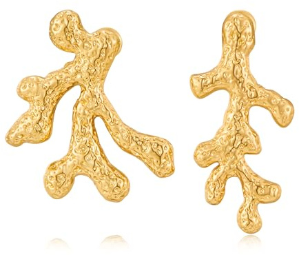 TOVABA Korallenoptik Sommer Goldene Ohrringe Damen, Hypoallergene Gold Ohrringe Mit Texturierter Korallenoptik, Boho Ohrringes Für Strand & Alltag