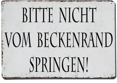 Metall-Blechschild Bitte Nicht Vom Beckenrand Springen, Retro, rund, Vintage-Stil, Pub, Zuhause, Büro, Männerhöhle, Wanddekoration, 20,3 x 30,5 cm