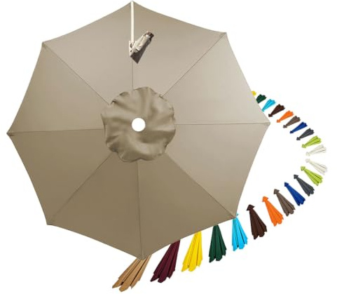 3.35m Toile de rechange pour parasol déporté ronde 8 baleines | housse parasol polyester, Imperméable Tissu, Octogonal, avec Velcro, Pour Cour Jardin Terrasse Piscine Plage Balcon