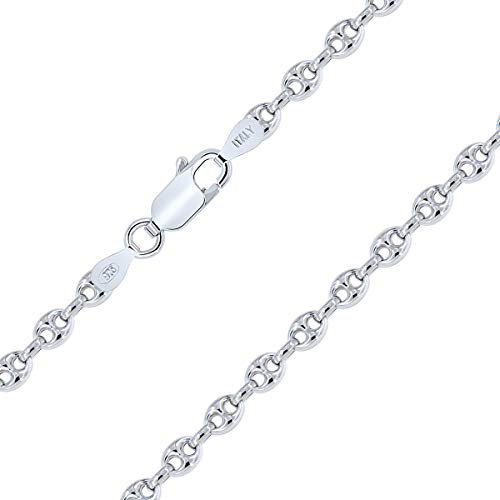 PLANETYS - Kaffeebohne Bohnenkette 925 Sterling Silber Rhodiniert Kette - Halskette - 3.2 mm Breite Längen 40 cm