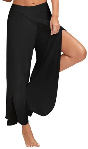 Hosen Damen Sporthose Yogahosen Sport Pumphose Haremshose Leichte Sommerhose Marlene Hose Schwarz L