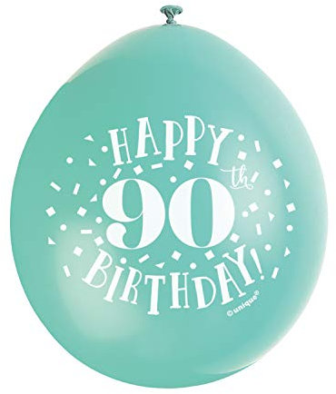 Happy 90th Birthday Assorted Colors Latex Balloons (22cm) Pack of 10 - Festive & Fun Party Decorations