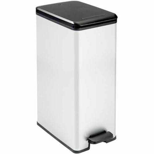Curver Deco Bin 240640 Mülleimer 40 l (B x H x T) 250 x 610 x 420 mm Silber, Schwarz 1 St.