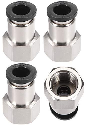 sourcing map Push to Connect Tube Fitting Adapter 8mm Tube OD x 1/4 PT Female Straight Pneumatic Connecter Connect Pipe Fitting Silver Tone 4pcs