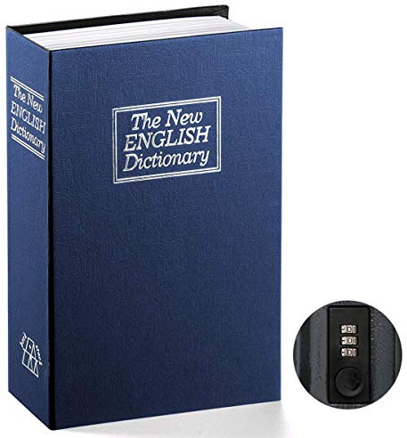 Book Safe with Combination Lock - Parrency Home Dictionary Diversion Metal Safe Lock Box, 9 1/2 x 6 x 1 1/3, Blue Medium, SBH-M003