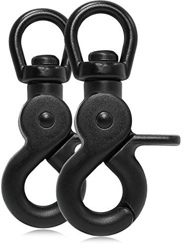 Ganzoo Scheren-Karabiner Haken mit Dreh-Gelenk, 2 Stück Dreh-Kopf für Hunde-Leine, Hals-Band, legierter Stahl 61 mm Länge, auch für Paracord 550, Schlüssel-Anhänger, Farbe: schwarz matt