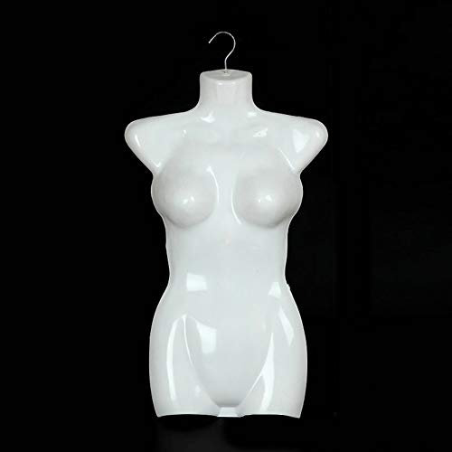 little finger Maniquí femenino de plástico de medio cuerpo para ropa interior, estante de exhibición para ahorrar espacio para almacenamiento en el hogar, plástico - blanco