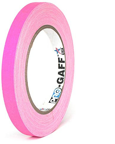 Pro Tapes Permacel Pro-Gaff fluoreszierendes Gaffer-Tuchband, 12 mm breit, 23 m lange Rolle, selbstklebendes Bastelband (fluoreszierendes Pink)