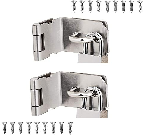 Lucchetto ad angolo retto a 90 gradi, 10,2 cm, chiavistello di sicurezza in acciaio inox, solida finitura spazzolata (10,2 cm, 90 gradi)