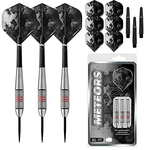 DESIGNA DARTS Meteors D8645 Dart-Set mit Stahlspitze, 90 % Wolfram, M1, Schwarz und Rot, 36 g