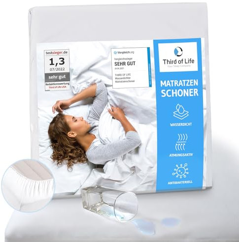 100% wasserdichter Matratzenschoner 50x90, Hygienische, atmungsaktive Matratzenauflage, Anti-Allergie Matratzenschutz, Wasserfester Rundumbezug, Dermathologisch getestet, Anti-Milben Bezug 50 x 90