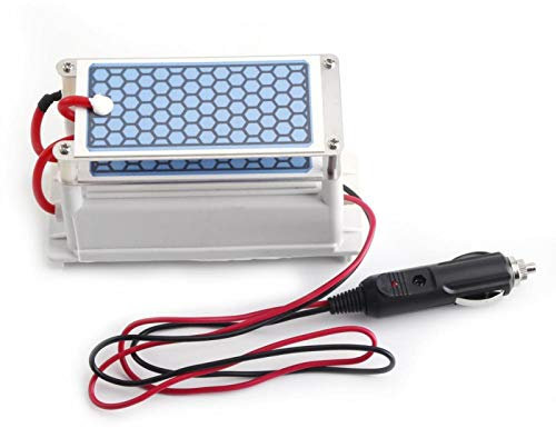 KUIDAMOS Generador de ozono portátil para Coche de 12 v 10 g/h, ozonizador de Placa de cerámica, esterilizador de Aire, Aire seco u oxígeno, refrigeración por Aire Ambiental, para formaldehído