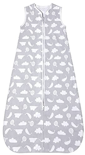 Lictin Schlafsack Baby Sommerschlafsack 0.5 Tog Mit Doppeltem Reißverschluss, Für Kinder 18-36 Monate, Einstellbare Länge 83-99cm (Grau)
