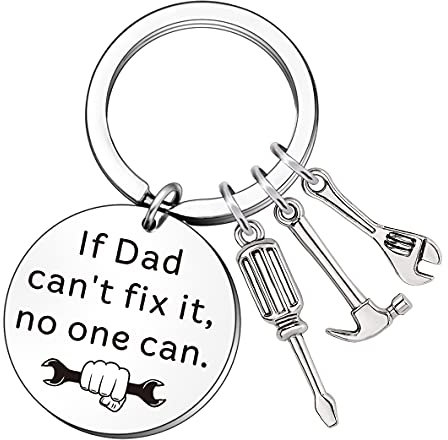 QMVMV If Dad Can't Fix It No One Can Repair Tools Keyring,Screwdriver/Hammer/Spanner Charm Key Chain Ring Gifts for Dad