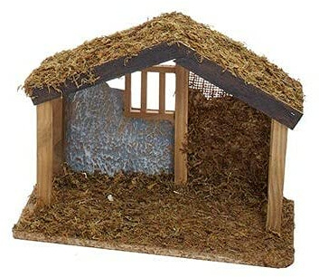Kurt Adler 11 Medium Wood Stable - Brown, Classic Christmas Decor