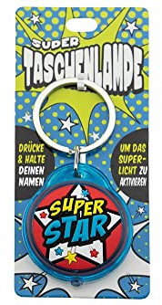 Super Taschenlampe mit Titel: Superstar- Schluessel Anhaenger auch fuer Schulranzen - als Geschenk - individuell mit Namen und Spruch