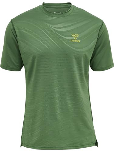 hummel Herren Hmlongrid Poly Tee S/S T Shirt, Myrtle/Dark Citron, S EU