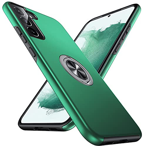 Anqrp Hiddenian Serier Hülle für Samsung Galaxy S22 5G, [Eingebetteter Ständer] [Wärmeableitung] Schwerlast Mehrschichtig Ring Schutzhülle für Samsung Galaxy S22 (6,1 Zoll), Dunkelgrün