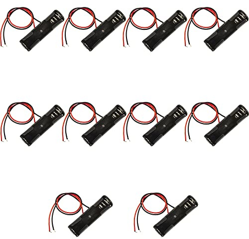 risingsaplings 10pcs 1.5V AA 1 Slot Battery Holder Box with Wires