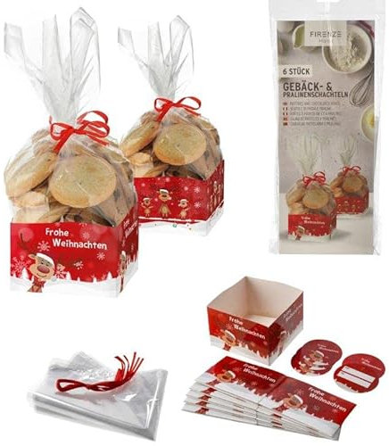 Annastore 36 x Gebäcktüten Rentier Ole 15,5 x 28,5 cm Transparente Bodenbeutel für Weihnachtsplätzchen/Tüten Weihnachten/Gebäcktüten/Bonbontüten/Geschenktüten Folie Weihnachten
