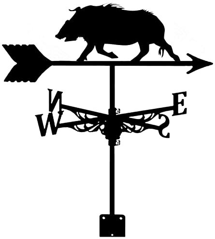 Toit Noir girouette Sanglier Silhouette girouette Anti-Corrosion Peinture en aérosol métal indicateur de Direction du Vent pour décoration de Jardin et décoration de Cour