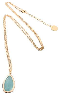 Clovers Collier sautoir chrysoprase en acier inoxydable doré, collier porte bonheur, idée cadeau femme