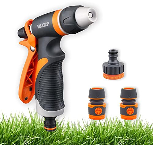 Gartenbrause, Gartenbrause für gartenschlauch,Einstellbare Bewässerung Muster Hochdruck Handsprüher, Gartenbrause für perfekt zum Gießen von Pflanzen,Autowaschen,Geschenk:3 Adapter Orange-2