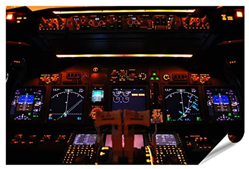islandburner XXL Bild Poster Cockpit Instrumententafel Boeing 737 Premium Fotodruck 130x90cm