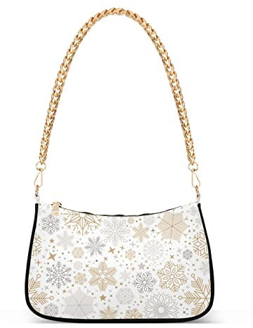 Reißverschluss-Handtaschen für Damen, Weihnachten, geometrische Kette, Schultertasche, Damen, Tragetasche, Clutch-Geldbörsen, Geometrisches Weihnachtsmotiv, Einheitsgröße