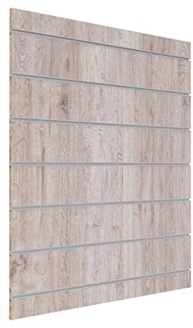 Paneelwand Sydney mit Aluminiumprofilen H110 x B85cm, Lamellenabstand 15,5cm, Verkaufswand aus Holz, stabile Lamellenwand für den Einzelhandel (Eiche modern)