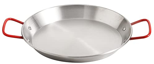 UGCER Paella-Pfanne aus Edelstahl, antihaftbeschichteter spanischer Paella-Kochtopf mit Doppelgriffen für Zuhause, Küche, Restaurant, Camping (Silver,20cm)