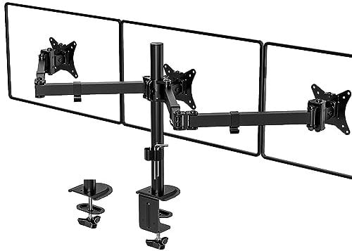 IMtKotW Triple Monitor Stand for 17-27 Screens, Three Screen Monitor Arm Mount with Desk Clamp, Height Adjustable Tilt Rotation Swivel Arms, Up to 7kg per Arm, VESA 75x75 & 100x100mm