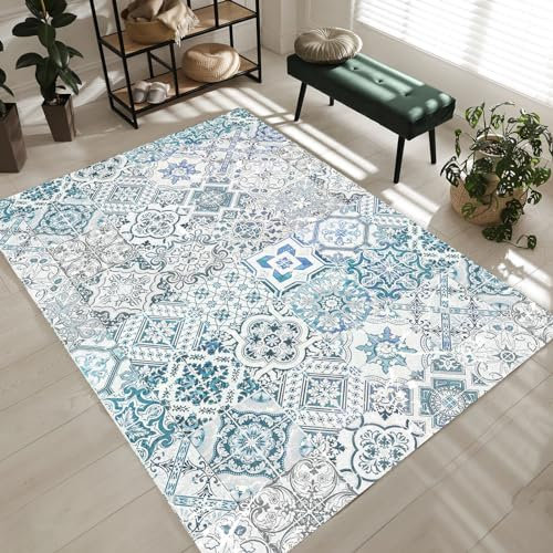 Vamcheer GrünTeppich Gegend Waschbare - Weich rutschfest Wohnzimmerteppich Für Küchen Esszimmer Eingangsbereich,Balkon, Garten, Terrasse,160X230