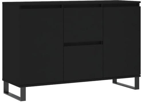 vidaXL Buffet, Armoire Latérale avec Pieds, Meuble de Rangement, Organisateur de Salon Salle de Séjour Intérieur, Noir Bois d'Ingénierie