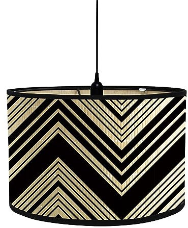 Morbuy Abat Jour en Bambou, Motif Chevron Style Vintage Diamètre 30cm Abat-Jour Lampe Tambour Abat Jour Pour Lampe de Table Abats-Jour Lampe Sur Pied pour Décoration Lampadaire (Noir)