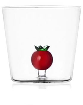 Ichendorf Milano Tumbler Pomodoro, Collezione Vegetables, 35 cl, Vetro Borosilicato, Fatto a Mano
