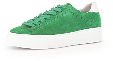 Gabor Damen Low-Top Sneaker, Frauen Halbschuhe,Wechselfußbett,Moderate Mehrweite (G),Strassenschuhe,Verde/Weiss(S.Uni),37.5 EU / 4.5 UK