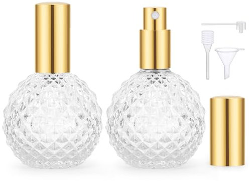 Segbeauty Atomizador Perfume Recargable, 2 Piezas 100ml Pulverizador Perfume Vidrio, Botellas de Cristal Atomizador para Perfume, Pulverizador Spray para Perfume (Transparente)