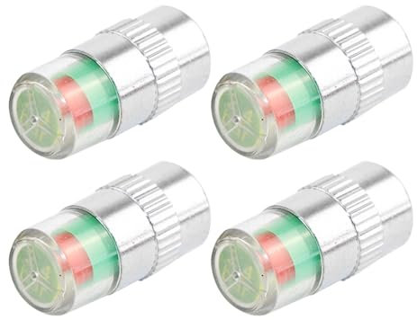 4 Pcs Car Tire Tyre Pressure Monitor, Valve Stem Dust Caps, 3 Colors Warning Safety Case Cover Sensor Indicator Eye Alert for Cars Motorcycle Bikes