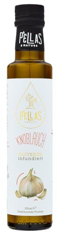 Pellas Nature Huile d'Olive Extra Vierge à l'Ail - Huile d'Olive Pressée à Froid, Produit Primé de Grèce, OK-Kosher, Sans Additifs, Bouteille de 250ml
