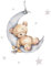 Wandtattoo Kinderzimmer Wandtattoo Bär Mond Stern Wandaufkleber Tiere Deko Selbstklebend Wandsticker Babyzimmer Kinderzimmer Tapete für Jungen Mädchen Babyzimmer Deko