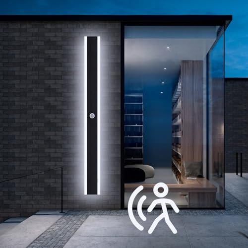 ANKBOY 150 cm Long Outdoor Wall Light Motion Detector LED Wall Lamp Waterproof Black 48W Modern Wall Lighting for Patio, Garden, Entrance, Garage, Corridor