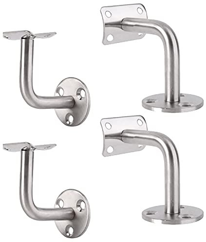 4 PCS Acero Inoxidable Soporte Pasamanos, 90° Soporte Pasamanos,Soporte de Pared de Acero Inoxidable,para Barandilla de Pared,Tubos,Escaleras,Barandilla de Escalera Colgante de Pared Interior.