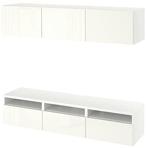 BESTÅ TV-Bank, 180x42x185 cm, weiß Selsviken/Hochglanz/Weiß
