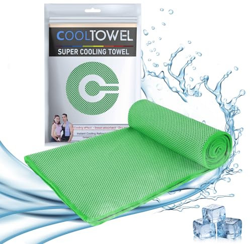 Romon Kühlendes Handtuch, Kühltuch Set, Kalte Handtücher Eishandtuch, Sporthandtuch Handtuch Cooling Towel für heißes Wetter, Eishandtuch Sport, Yoga, Reisen, Strand, Fitnessstudio (Grüner, 100x30cm)