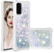 SIYOPINPFY Hülle für Samsung Galaxy S20 Hülle mit Stoßfest, für Frauen Quicksand Glitzer Flüssigkeit HandyHülle Transparent Silikon Treibsand Schutzhülle für Samsung Galaxy S20 Liebe Silber YB