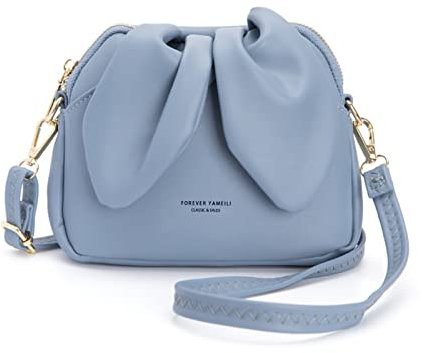 NICOLE & DORIS Sac à Bandoulière Femme Petit Sac a Main Mignon Sac Epaule Lapin Mini Sac D'épaule PU Cuir Sac Messenger Fille Sac Telephone Portable Bleu