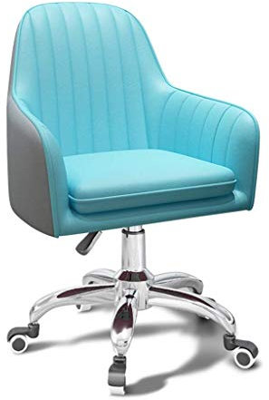 IJQXLA Stuhl, Home-Office-Stuhl, gepolstert, drehbar, Computer-Arbeitsstuhl, Verstellbarer Schreibtischstuhl mit Lenkrollen für Büro und Freizeit (blau + grau)