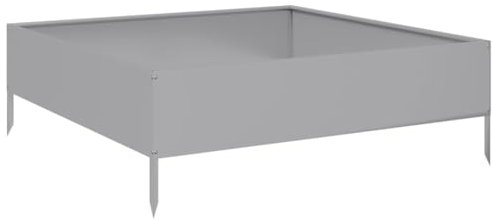 vidaXL Garden Raised Bed - Galvanised Steel Planter Box for Patio, Outdoor Flowerbed - 100x100x33.5 cm, Weather-Resistant