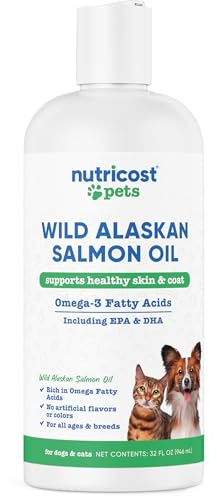 Nutricost Pets Wild Alaskan Salmon Oil for Dogs and Cats, 32 fl oz, Supports Healthy Skin & Coat, Omega-3 Fatty Acids Including EPA & DHA